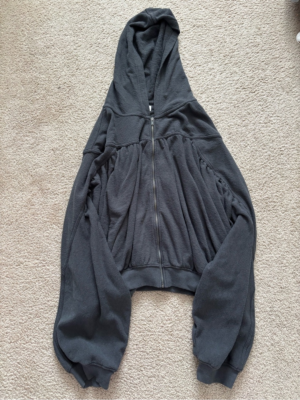 Aerie Soft Life Full Zip Sweatshirt Smoked Gray